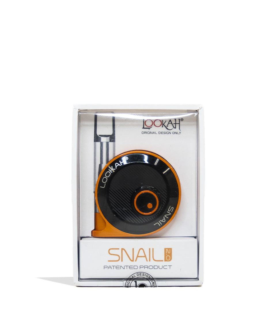 Orange Lookah Snail Cartridge Vaporizer Packaging Front View on White Background