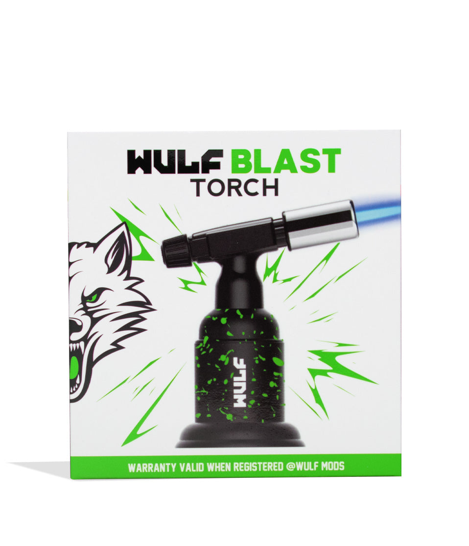 Black Green Spatter Wulf Mods Blast Butane Torch packaging on white background