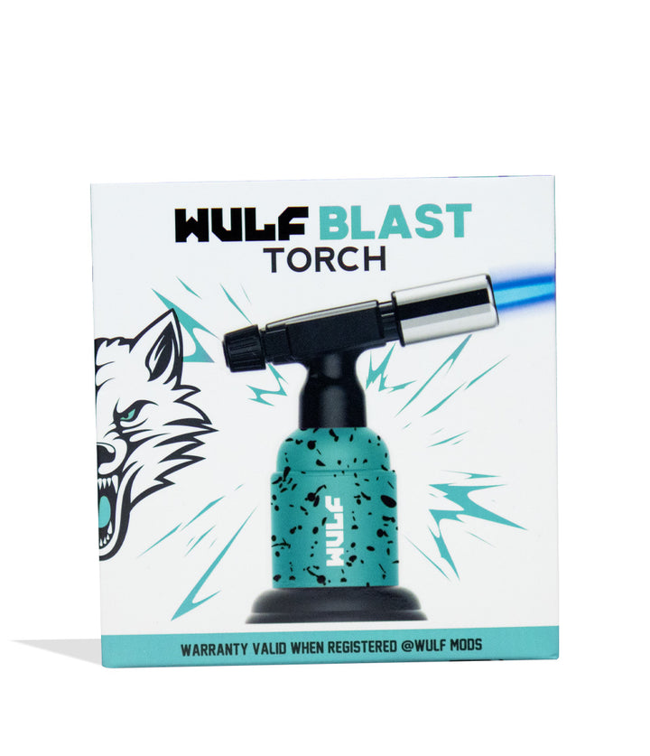 Teal Black Spatter Wulf Mods Blast Butane Torch packaging on white background