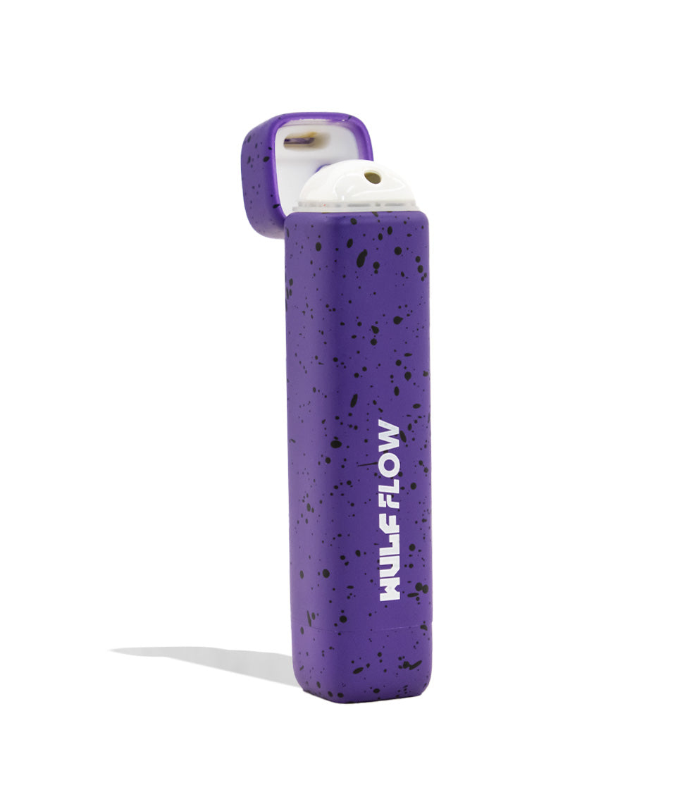 Purple Black Spatter Wulf Mods Flow Auto Flow 510 Voltage Battery 10pk Open View on White Background