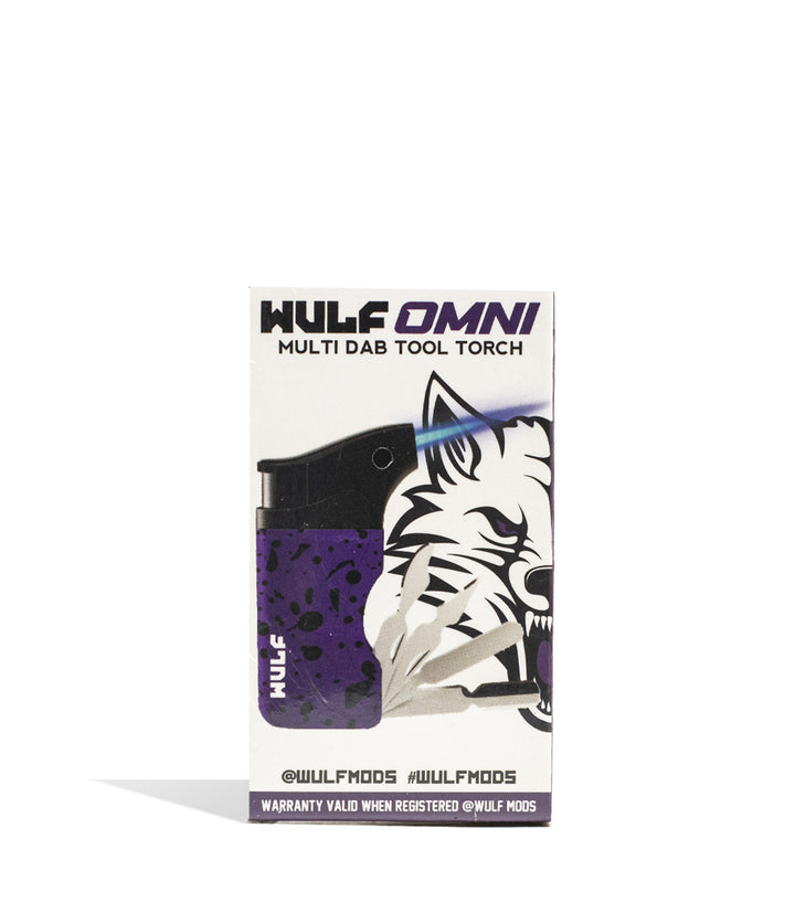 Purple Black Spatter Wulf Mods Omni Dab Tool Torch 18pk Packaging Front View on White Background