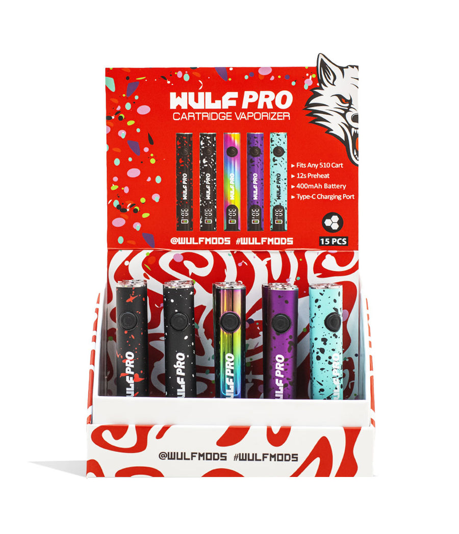 Wulf Mods Pro 510 Variable Voltage Battery 15pk Front View on White Background