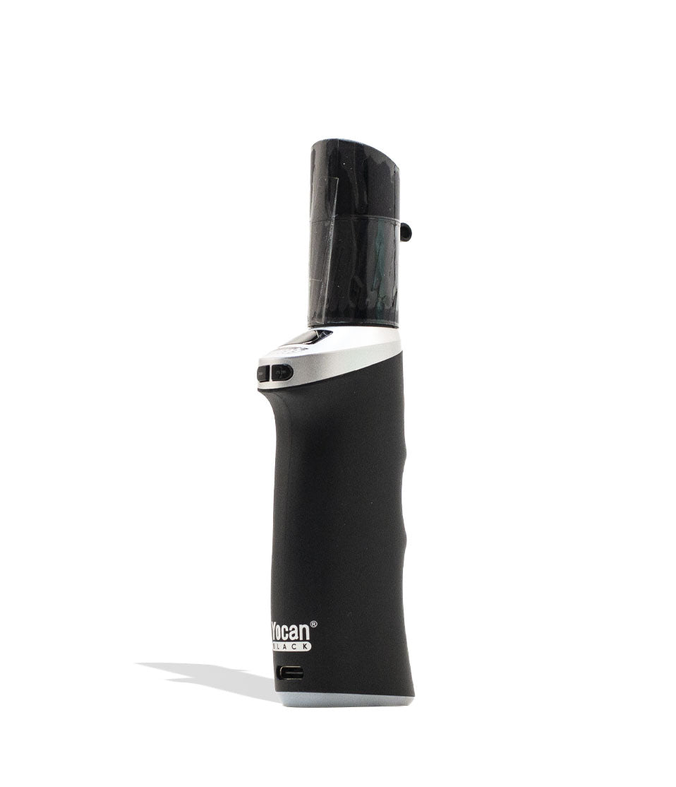 Silver Yocan Black Phaser ACE 2 Concentrate Vaporizer Back View on White Background
