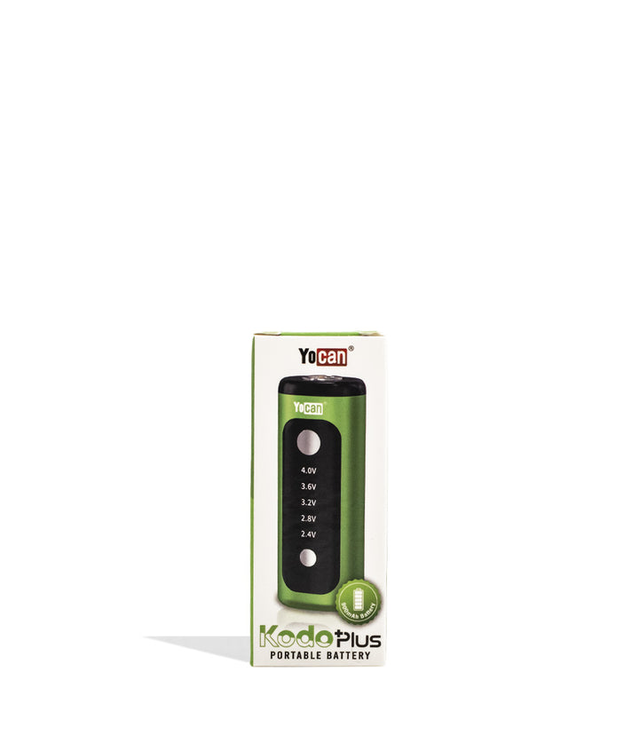 Green Yocan Kodo Plus Cartridge Battery 12pk Packaging Front View on White Background