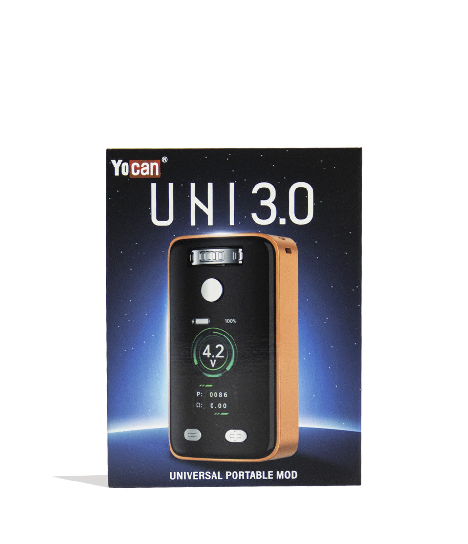 Rose Gold Yocan UNI 3.0 Universal Variable Voltage Battery Packaging Front View on White Background